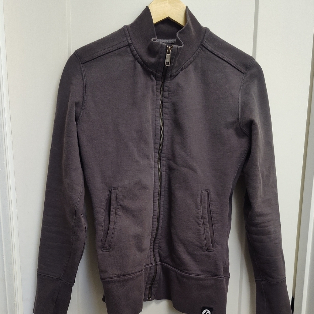 American Giant Women's Moto Full Zip Sweatshirt medium gray